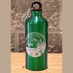 Tall green canteen with Marshy Point logo on front