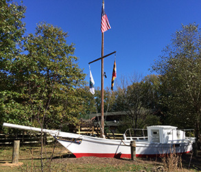 Play space shaped like a skipjack boat