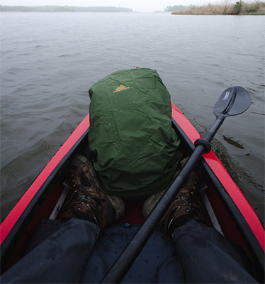 View from sitting in canoe on the water