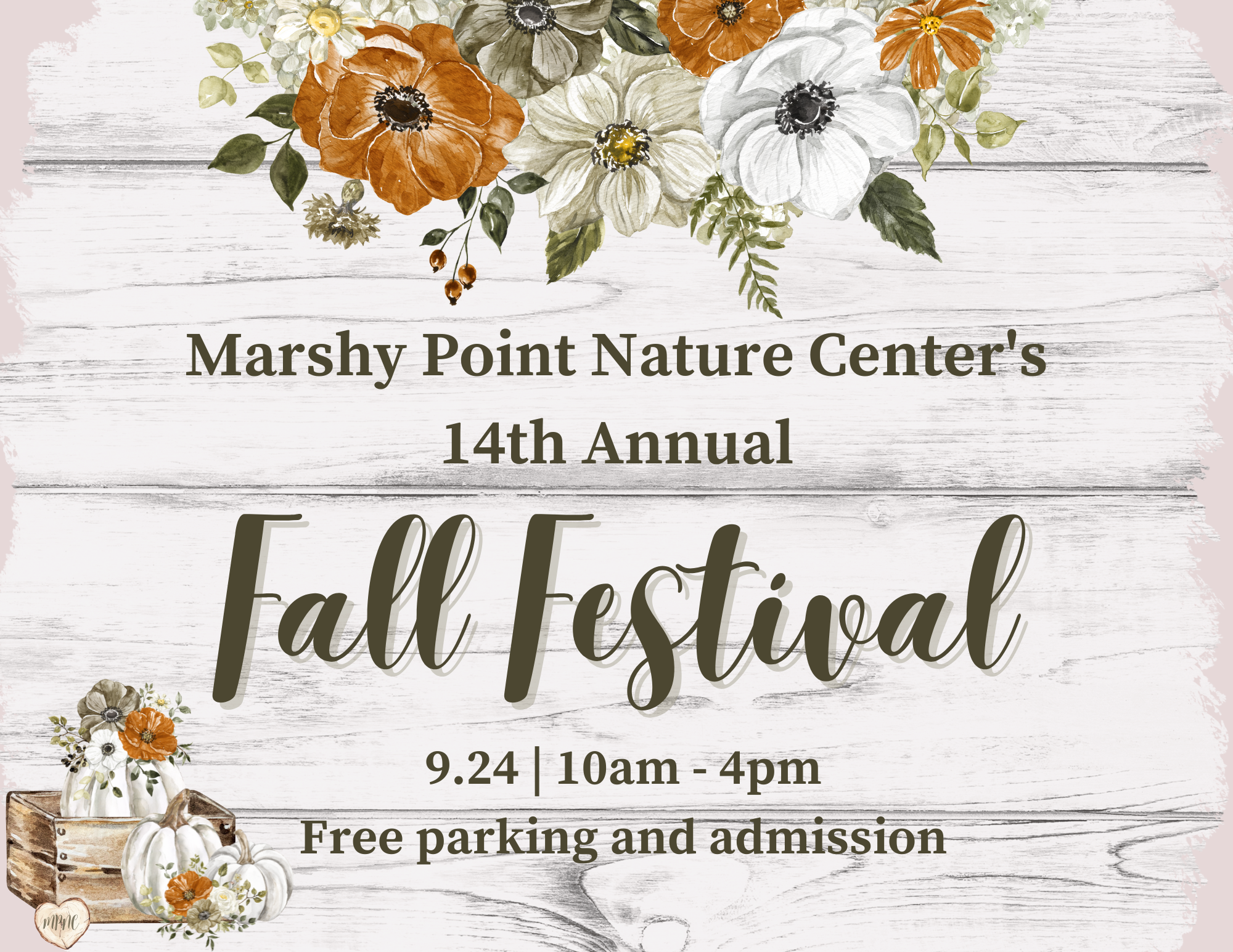 Annual fall festival at Marshy Point Nature Center on September 24, 2022 from 10am to 4pm. Free admission and parking.